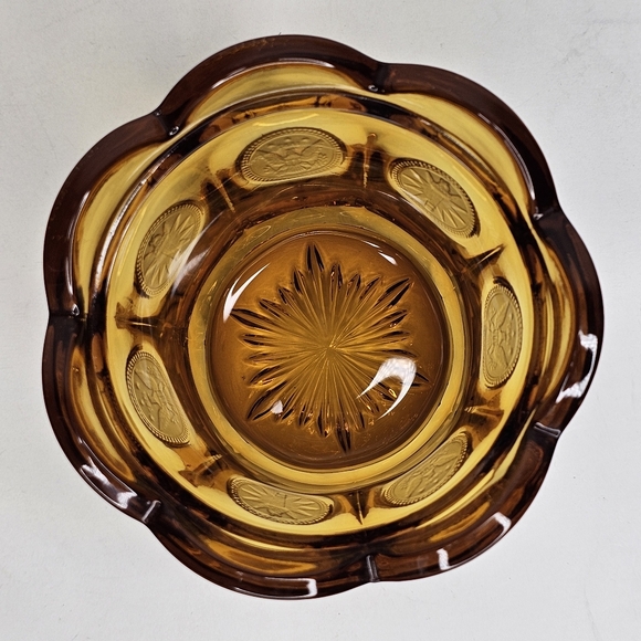 FOSTORIA Coin Amber Glass Candy Jar with Lid - Picture 4 of 8